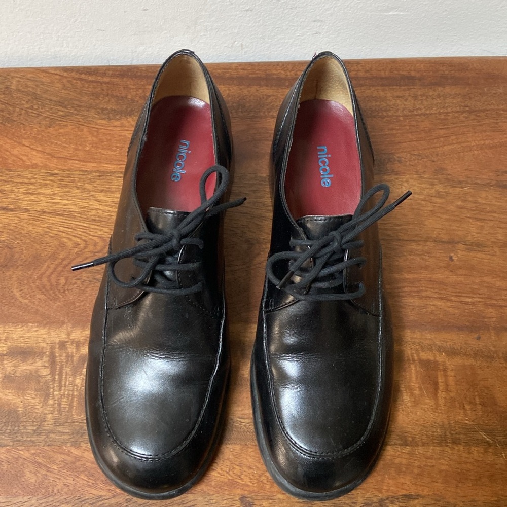 Nicole Black Leather Lace-Up Oxford dress shoes - Picture 7 of 11